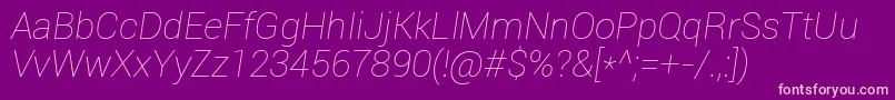Roboto Thinitalic-fontti – vaaleanpunaiset fontit violetilla taustalla