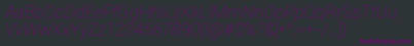 Roboto Thinitalic-fontti – violetit fontit mustalla taustalla