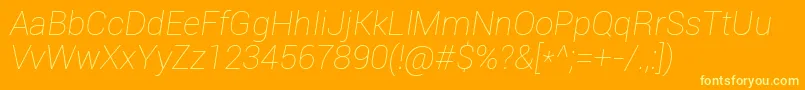 Roboto Thinitalic Font – Yellow Fonts on Orange Background