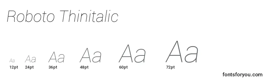 Roboto Thinitalic Font Sizes