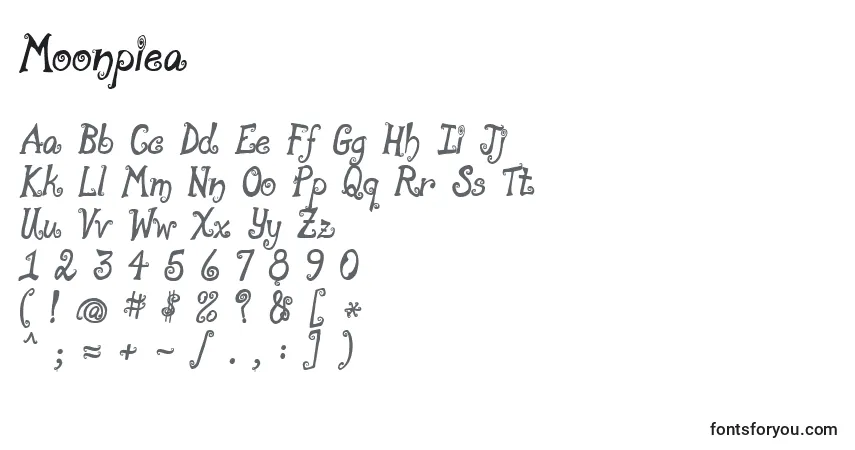 A fonte Moonpiea – alfabeto, números, caracteres especiais