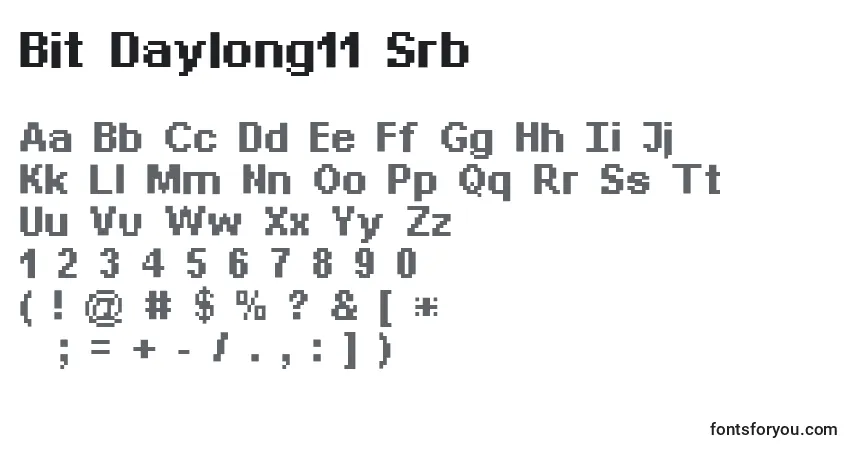 Czcionka Bit Daylong11 Srb – alfabet, cyfry, specjalne znaki