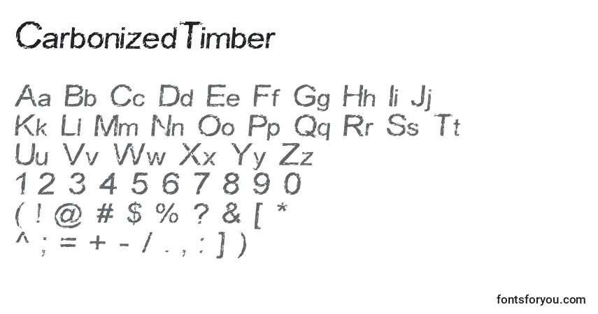 A fonte CarbonizedTimber – alfabeto, números, caracteres especiais