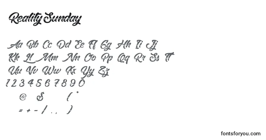 Czcionka RealitySunday – alfabet, cyfry, specjalne znaki