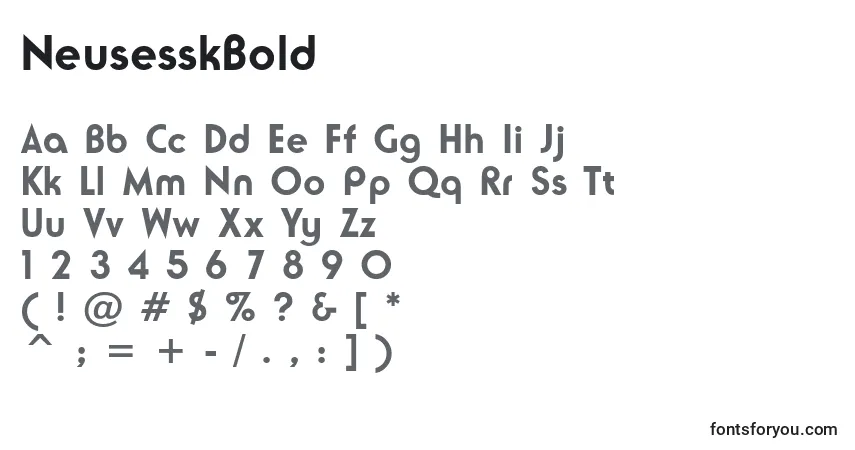 A fonte NeusesskBold – alfabeto, números, caracteres especiais