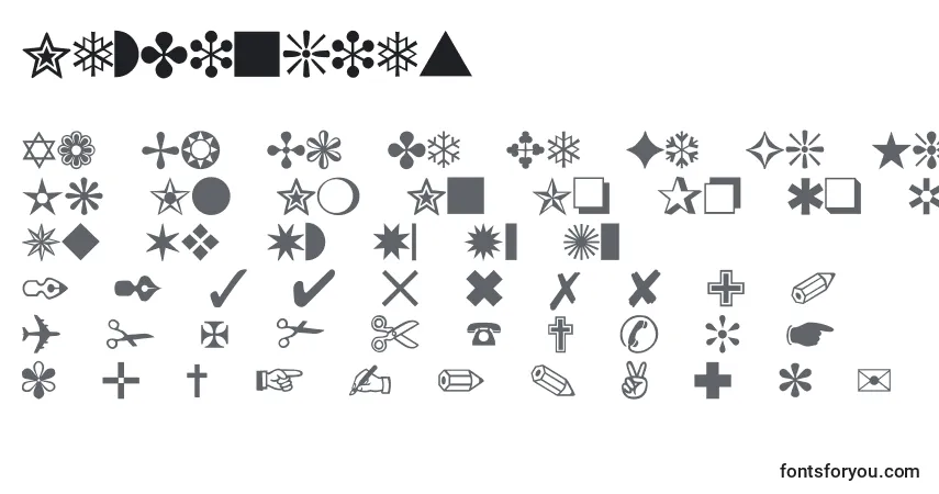 Schriftart NewDingies – Alphabet, Zahlen, spezielle Symbole