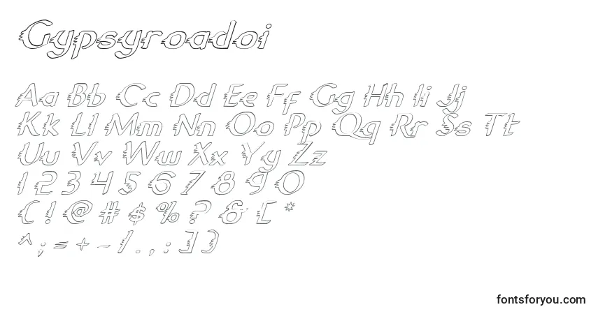 A fonte Gypsyroadoi – alfabeto, números, caracteres especiais