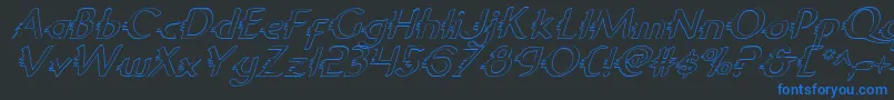 フォントGypsyroadoi – 黒い背景に青い文字