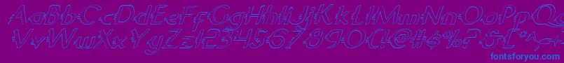 フォントGypsyroadoi – 紫色の背景に青い文字