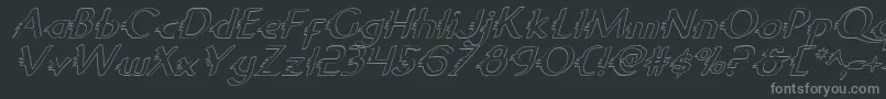 Gypsyroadoi-fontti – harmaat kirjasimet mustalla taustalla