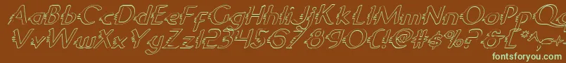 フォントGypsyroadoi – 緑色の文字が茶色の背景にあります。