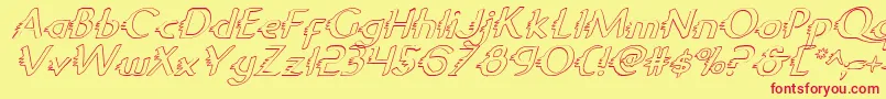 Gypsyroadoi-Schriftart – Rote Schriften auf gelbem Hintergrund