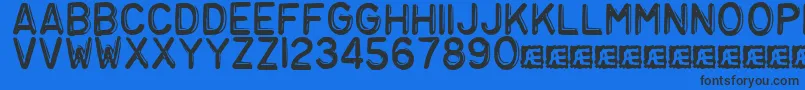 Embosst3 Font – Black Fonts on Blue Background