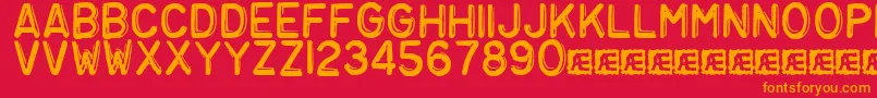 Embosst3 Font – Orange Fonts on Red Background