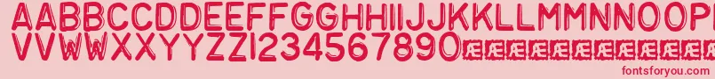 フォントEmbosst3 – ピンクの背景に赤い文字