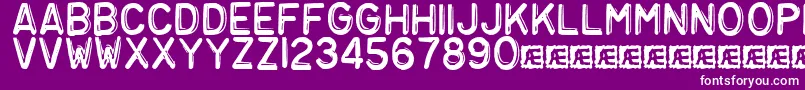 Embosst3-Schriftart – Weiße Schriften auf violettem Hintergrund