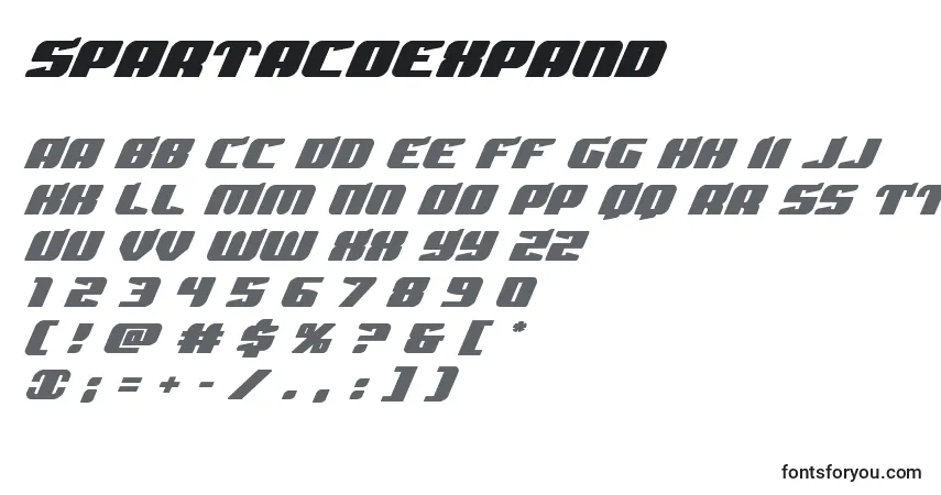 Шрифт Spartacoexpand – алфавит, цифры, специальные символы