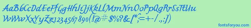 Weitere Informationen zur Mkbritishwriting-Schriftart Mkbritishwriting-Schriftart – Blaue Schriften auf grünem Hintergrund