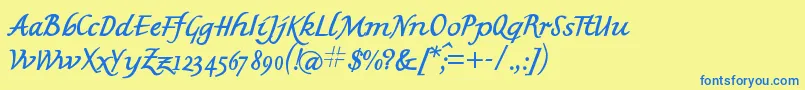 Saiba mais sobre a fonte Mkbritishwriting Fonte Mkbritishwriting – fontes azuis em um fundo amarelo
