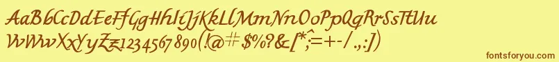Mkbritishwriting-Schriftart – Braune Schriften auf gelbem Hintergrund