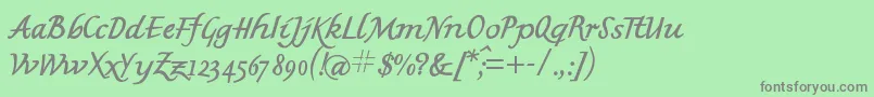 フォントMkbritishwriting – 緑の背景に灰色の文字