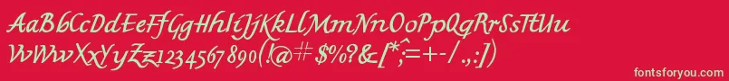 フォントMkbritishwriting – 赤い背景に緑の文字