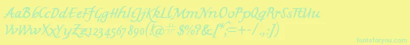 Mkbritishwriting-Schriftart – Grüne Schriften auf gelbem Hintergrund
