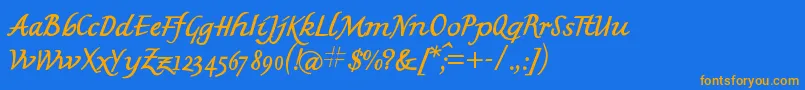 Mkbritishwriting Font – Orange Fonts on Blue Background