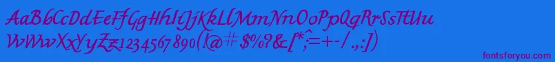 Mkbritishwriting Font – Purple Fonts on Blue Background