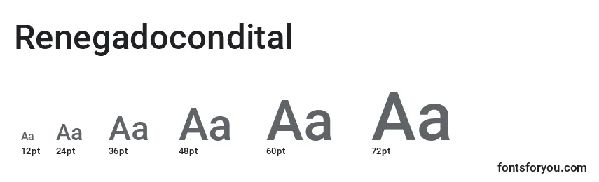 Größen der Schriftart Renegadocondital