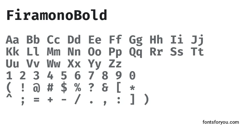 A fonte FiramonoBold – alfabeto, números, caracteres especiais