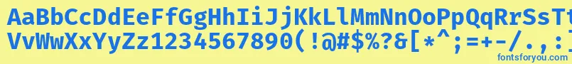 フォントFiramonoBold – 青い文字が黄色の背景にあります。