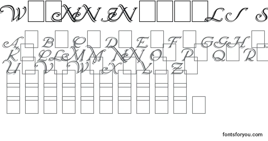 Шрифт Wrenn Initials Shadowed – алфавит, цифры, специальные символы