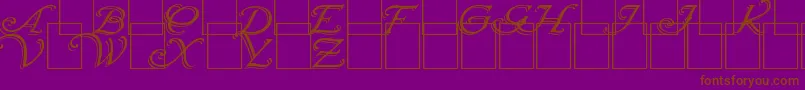 フォントWrenn Initials Shadowed – 紫色の背景に茶色のフォント