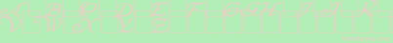 Czcionka Wrenn Initials Shadowed – różowe czcionki na zielonym tle