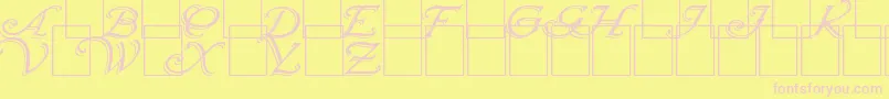 Wrenn Initials Shadowed-fontti – vaaleanpunaiset fontit keltaisella taustalla