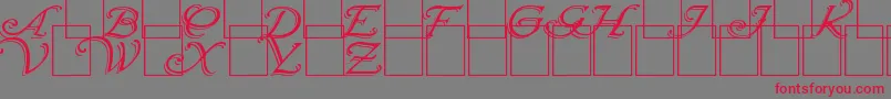 Wrenn Initials Shadowed Font – Red Fonts on Gray Background