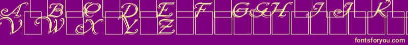 Wrenn Initials Shadowed-fontti – keltaiset fontit violetilla taustalla