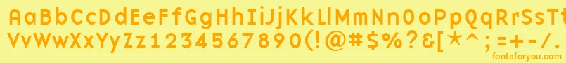 フォントBasenineRegular – オレンジの文字が黄色の背景にあります。