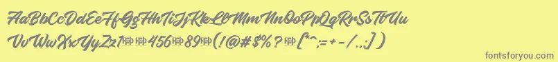 Weitere Informationen zur KnightBrushDemo-Schriftart KnightBrushDemo-Schriftart – Graue Schriften auf gelbem Hintergrund