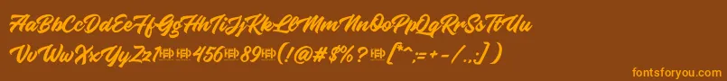 KnightBrushDemo-Schriftart – Orangefarbene Schriften auf braunem Hintergrund