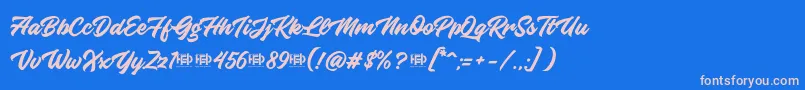 KnightBrushDemo Font – Pink Fonts on Blue Background