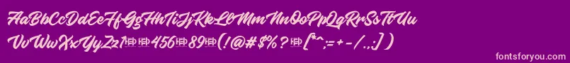 KnightBrushDemo-fontti – vaaleanpunaiset fontit violetilla taustalla