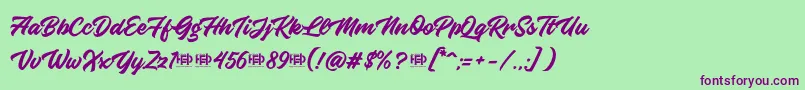 KnightBrushDemo Font – Purple Fonts on Green Background