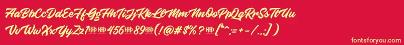 KnightBrushDemo Font – Yellow Fonts on Red Background