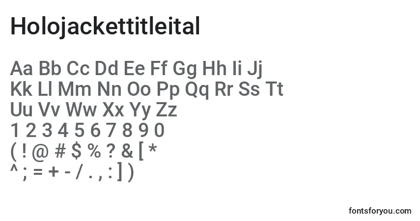 Schriftart Holojackettitleital – Alphabet, Zahlen, spezielle Symbole