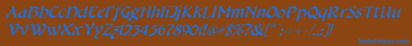 CheshirebroadItalic Font – Blue Fonts on Brown Background