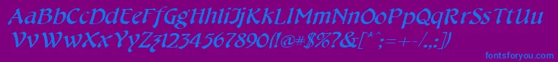 CheshirebroadItalic Font – Blue Fonts on Purple Background