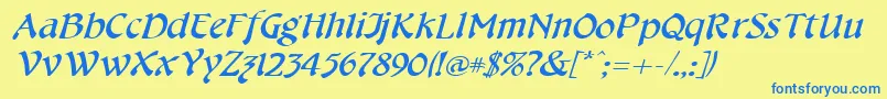 CheshirebroadItalic Font – Blue Fonts on Yellow Background