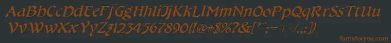 Шрифт CheshirebroadItalic – коричневые шрифты на чёрном фоне